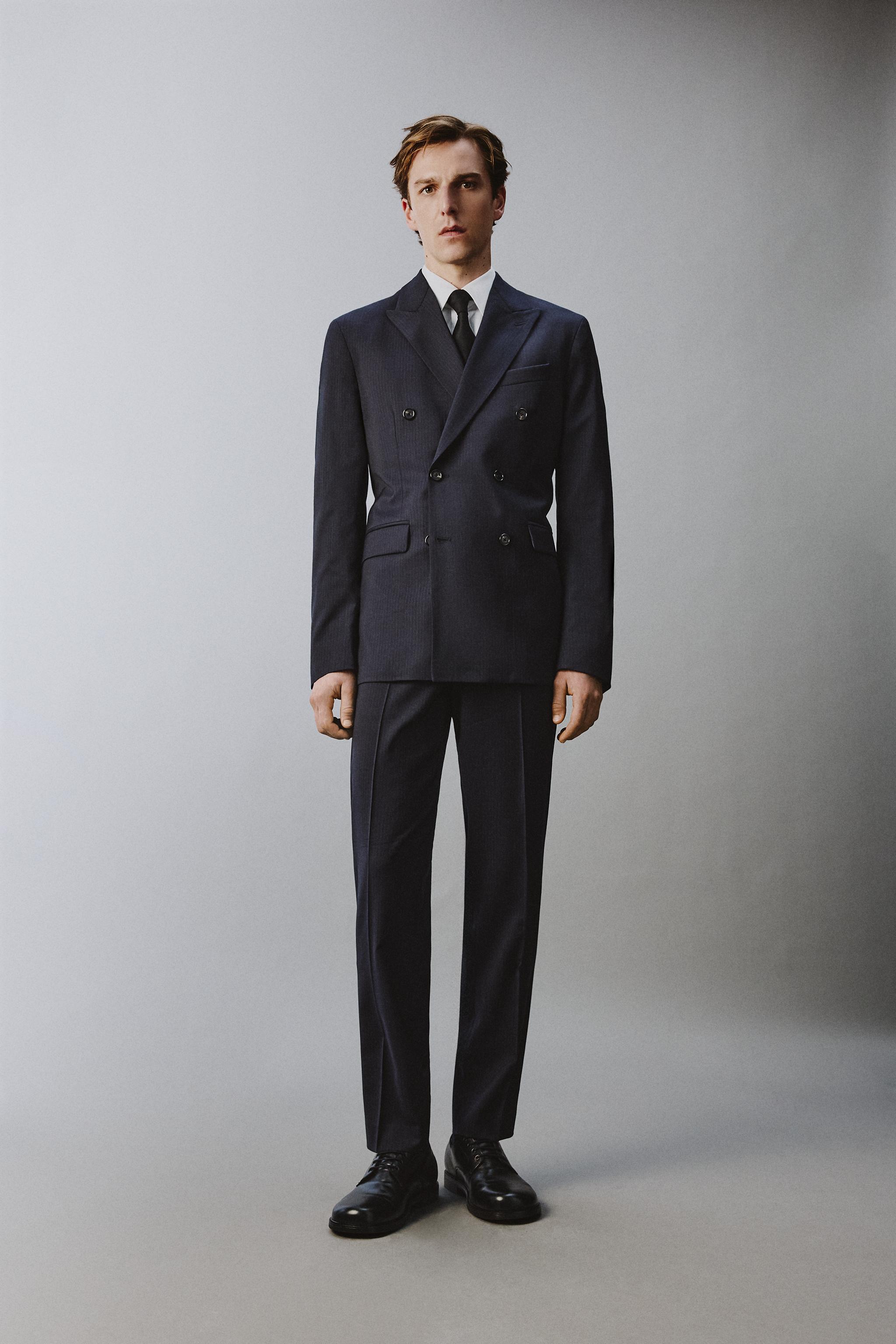 VESTE DE COSTUME À RAYURES 100 % LAINE